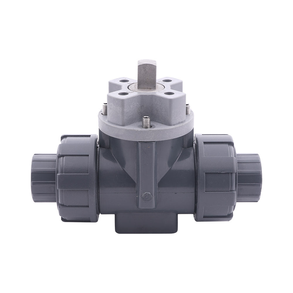G1/2'' 3-Way PVC Ball Valve T-Bore ISO-Top F03 10 bar PTFE/EPDM