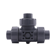 G1/2'' 3-Way PVC Ball Valve T-Bore ISO-Top F03 10 bar PTFE/EPDM