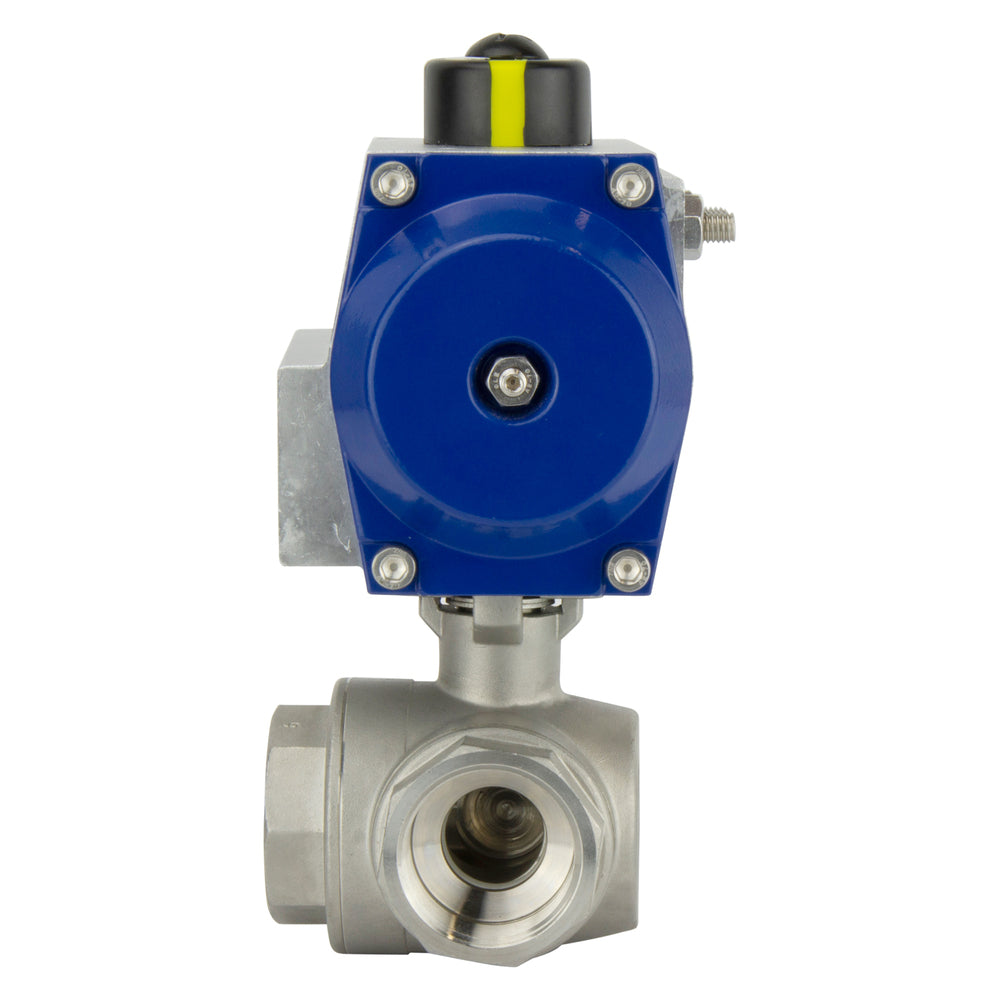 G3'' 3-Way T-port Stainless Steel Pneumatic Ball Valve Double Acting - BL3SA