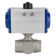 G4'' 3-Way T-port Stainless Steel Pneumatic Ball Valve Spring Closed - BL3SA