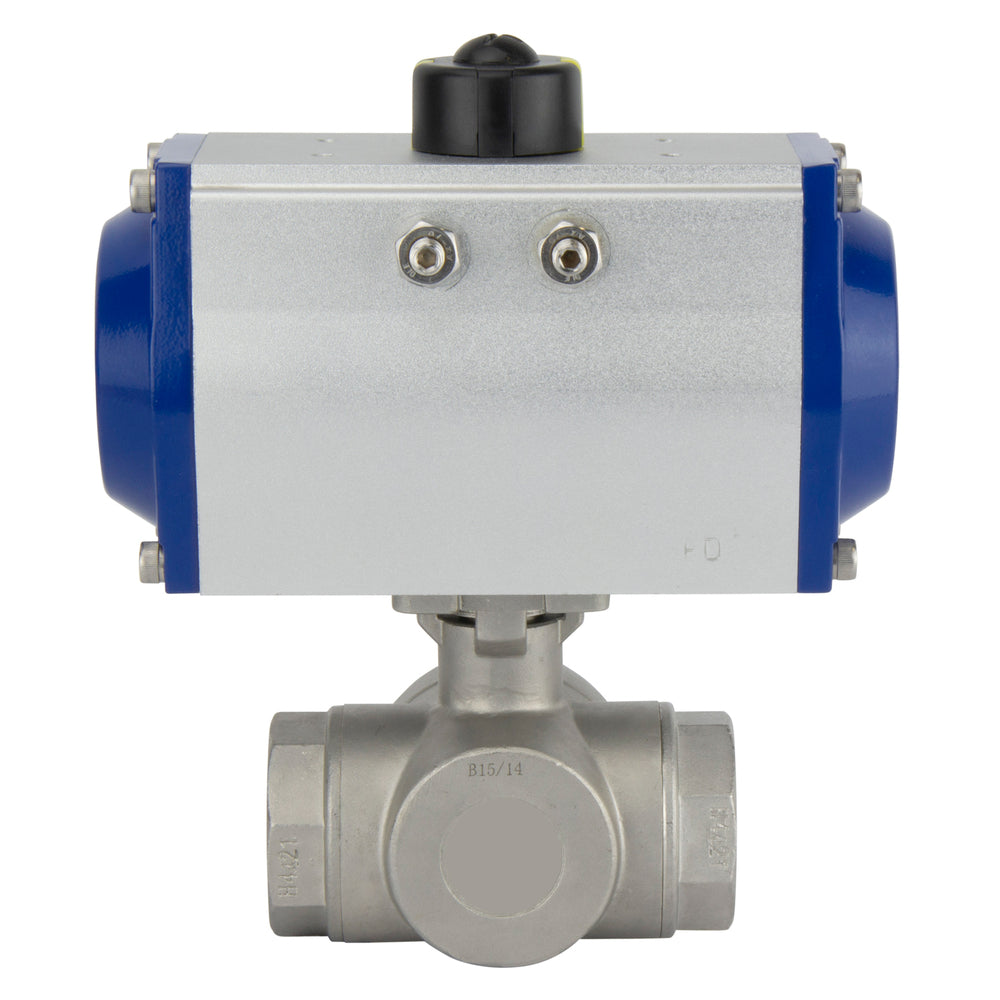 G3'' 3-Way L-port Stainless Steel Pneumatic Ball Valve Spring Closed - BL3SA