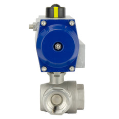 G3'' 3-Way L-port Stainless Steel Pneumatic Ball Valve Double Acting - BL3SA
