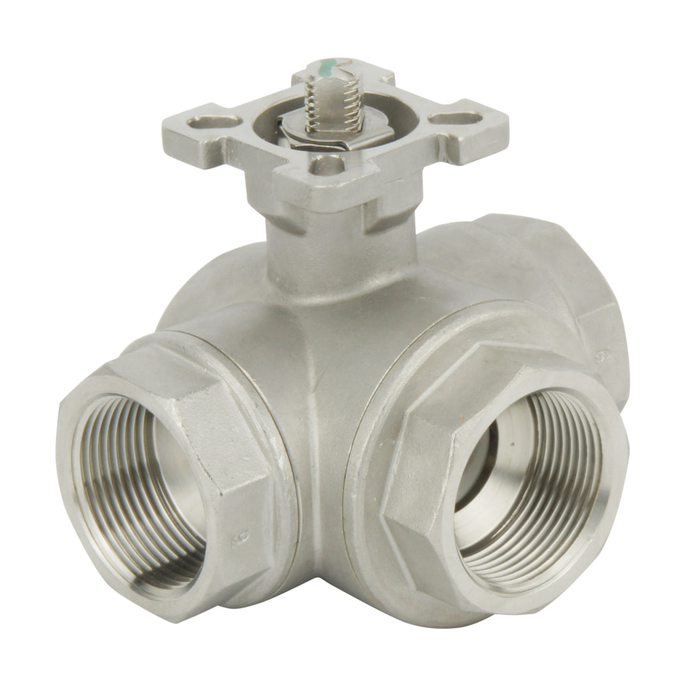 G2-1/2'' 3-Way L-port Stainless Steel Pneumatic Ball Valve Spring Open - BL3SA