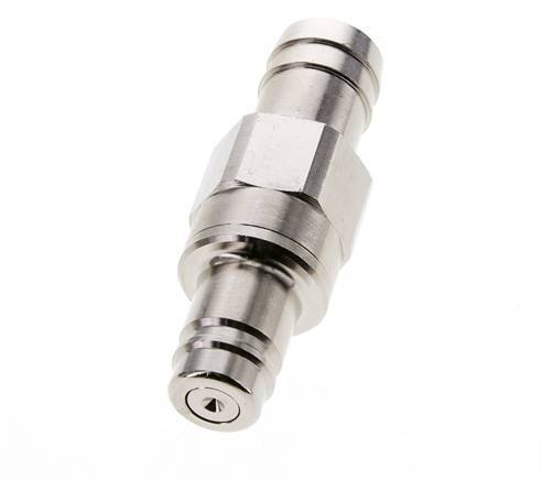 Nickel-plated Brass DN 15 Air Coupling Plug 25 mm Hose Pillar Double Shut-Off