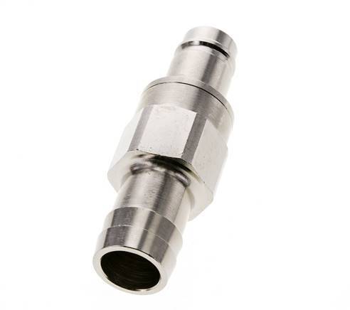 Nickel-plated Brass DN 15 Air Coupling Plug 25 mm Hose Pillar Double Shut-Off