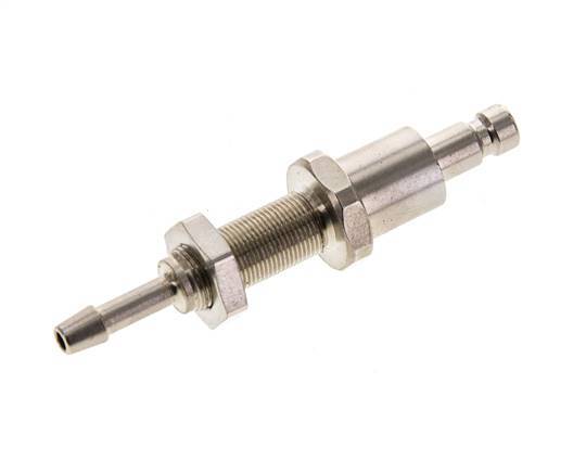 Nickel-plated Brass DN 2.7 (Micro) Air Coupling Plug 3 mm Hose Pillar Bulkhead Double Shut-Off