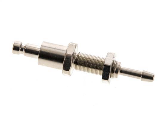 Nickel-plated Brass DN 2.7 (Micro) Air Coupling Plug 3 mm Hose Pillar Bulkhead Double Shut-Off