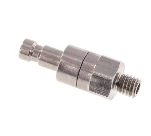 Stainless steel DN 2.7 (Micro) Air Coupling Plug M5 Male Double Shut-Off