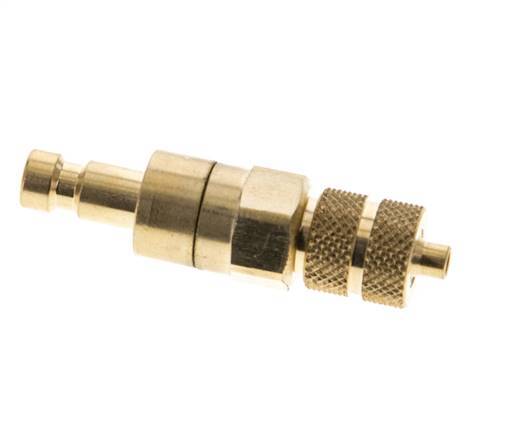 Brass DN 2.7 (Micro) Air Coupling Plug 3x4.3 mm Union Nut Double Shut-Off