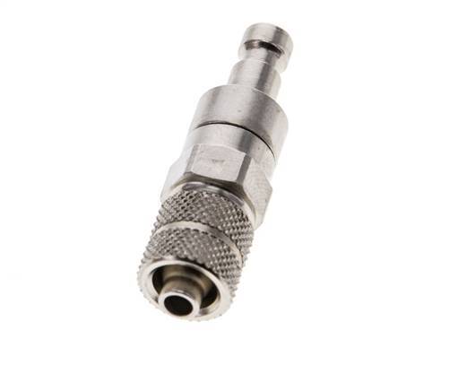 Nickel-plated Brass DN 2.7 (Micro) Air Coupling Plug 4x6 mm Union Nut Double Shut-Off