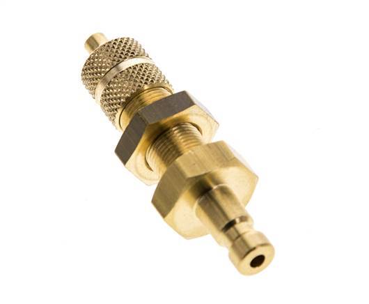Brass DN 2.7 (Micro) Air Coupling Plug 3x4.3 mm Union Nut Bulkhead