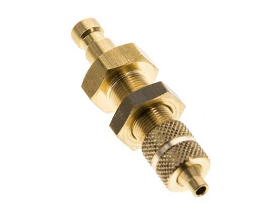 Brass DN 2.7 (Micro) Air Coupling Plug 3x4.3 mm Union Nut Bulkhead