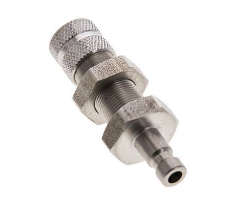 Stainless steel DN 2.7 (Micro) Air Coupling Plug 4x6 mm Union Nut Bulkhead