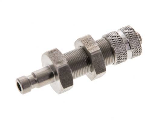 Stainless steel DN 2.7 (Micro) Air Coupling Plug 4x6 mm Union Nut Bulkhead