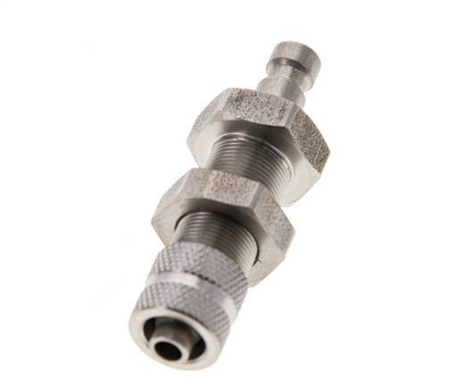 Stainless steel DN 2.7 (Micro) Air Coupling Plug 4x6 mm Union Nut Bulkhead