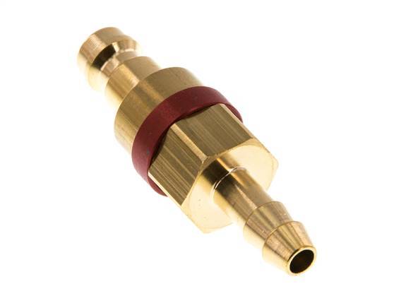 Brass DN 5 Red Air Coupling Plug 6 mm Hose Pillar