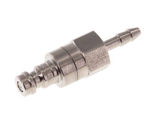 Stainless steel DN 5 Air Coupling Plug 4 mm Hose Pillar Double Shut-Off