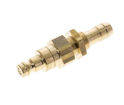Brass DN 5 Air Coupling Plug 9 mm Hose Pillar Bulkhead Double Shut-Off