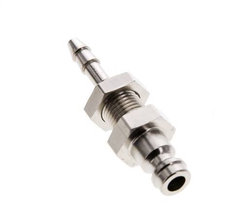 Nickel-plated Brass DN 5 Air Coupling Plug 4 mm Hose Pillar Bulkhead