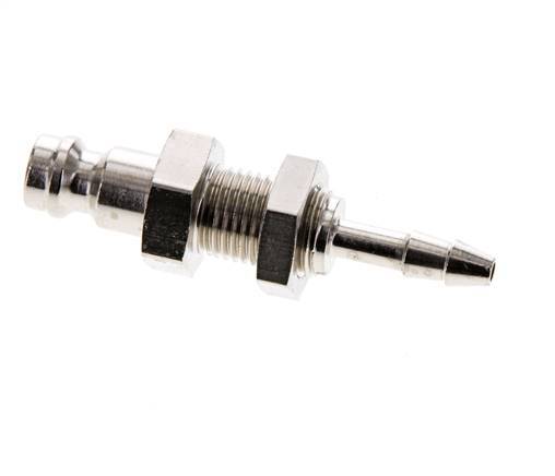 Nickel-plated Brass DN 5 Air Coupling Plug 4 mm Hose Pillar Bulkhead