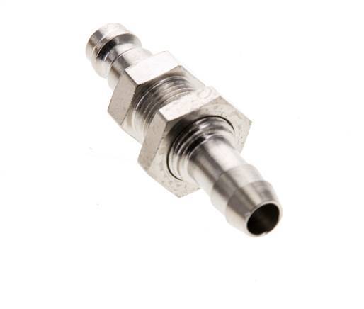 Nickel-plated Brass DN 5 Air Coupling Plug 8 mm Hose Pillar Bulkhead