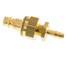 Brass DN 7.2 (Euro) Air Coupling Plug 6 mm Hose Pillar Bulkhead Double Shut-Off