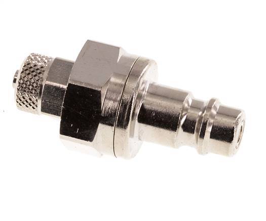 Nickel-plated Brass DN 7.2 (Euro) Air Coupling Plug 4x6 mm Union Nut Double Shut-Off
