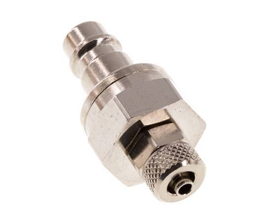 Nickel-plated Brass DN 7.2 (Euro) Air Coupling Plug 4x6 mm Union Nut Double Shut-Off