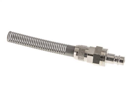 Nickel-plated Brass DN 7.2 (Euro) Air Coupling Plug 8x10 mm Union Nut Bend-Protect Double Shut-Off