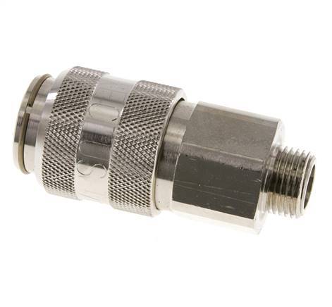 Nickel-plated Brass DN 15 Air Coupling Socket G 1/2 inch Male Double Shut-Off