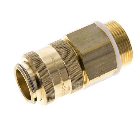 Brass DN 19 Air Coupling Socket G 1 1/4 inch Male Double Shut-Off