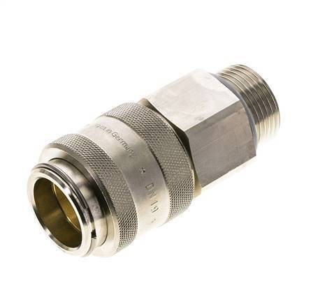 Nickel-plated Brass DN 19 Air Coupling Socket G 1 inch Male Double Shut-Off