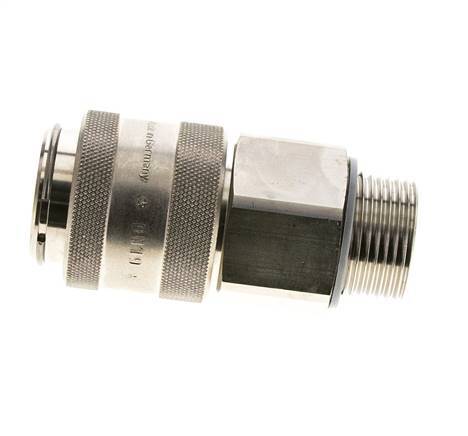 Nickel-plated Brass DN 19 Air Coupling Socket G 1 inch Male Double Shut-Off