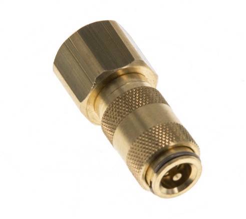 Brass DN 2.7 (Micro) Air Coupling Socket G 1/8 inch Female Double Shut-Off