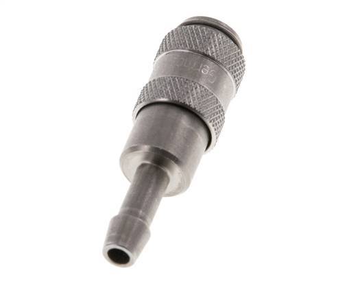 Stainless steel DN 2.7 (Micro) Air Coupling Socket 4 mm Hose Pillar Double Shut-Off