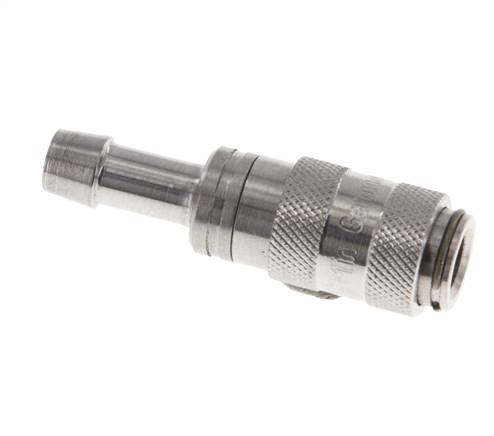 Stainless Steel 316L DN 2.7 (Micro) Air Coupling Socket 4 mm Hose Pillar Double Shut-Off