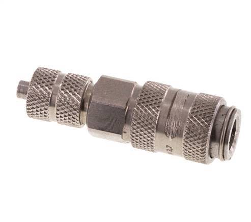 Stainless steel DN 2.7 (Micro) Air Coupling Socket 3x4.3 mm Union Nut Double Shut-Off