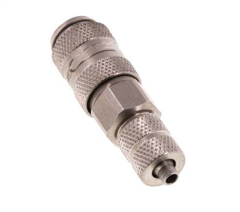 Stainless steel DN 2.7 (Micro) Air Coupling Socket 3x4.3 mm Union Nut Double Shut-Off