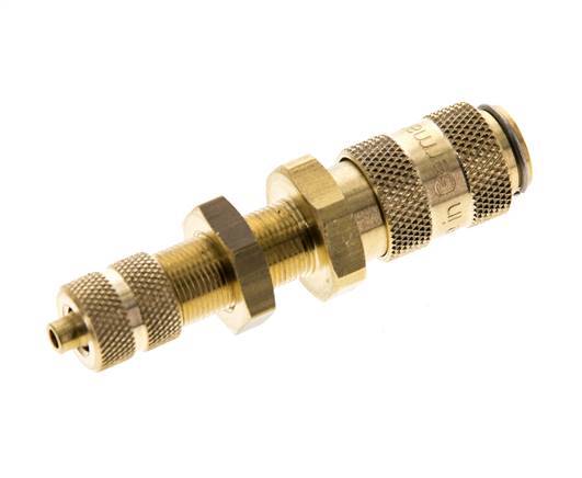 Brass DN 2.7 (Micro) Air Coupling Socket 3x4.3 mm Union Nut Bulkhead
