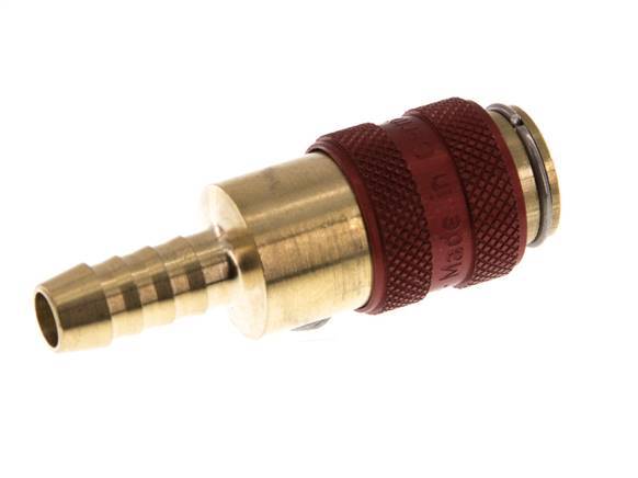 Brass DN 5 Red Air Coupling Socket 6 mm Hose Pillar