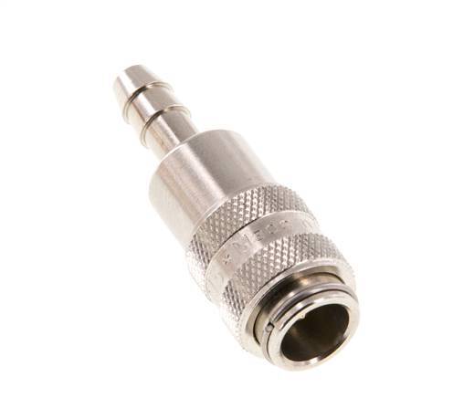 Nickel-plated Brass DN 5 Air Coupling Socket 6 mm Hose Pillar Double Shut-Off