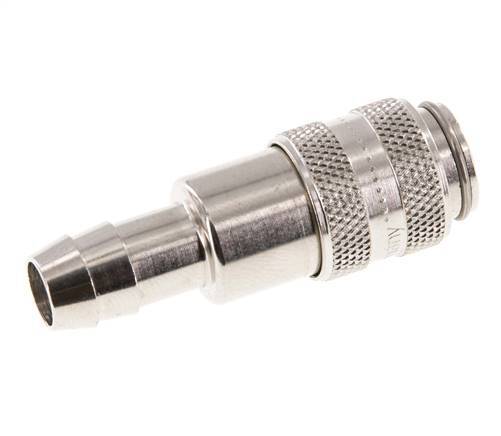 Nickel-plated Brass DN 5 Air Coupling Socket 9 mm Hose Pillar Double Shut-Off