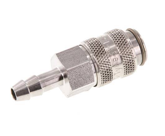 Stainless Steel 316L DN 5 Air Coupling Socket 6 mm Hose Pillar Double Shut-Off