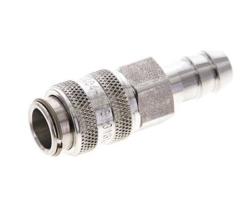 Stainless Steel 316L DN 5 Air Coupling Socket 9 mm Hose Pillar Double Shut-Off