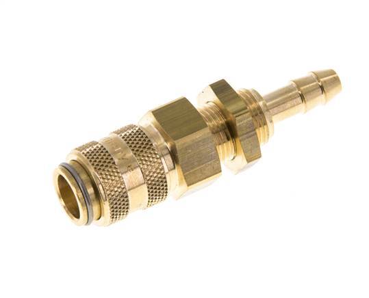 Brass DN 5 Air Coupling Socket 6 mm Hose Pillar Bulkhead