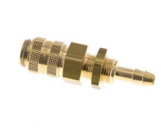 Brass DN 5 Air Coupling Socket 6 mm Hose Pillar Bulkhead