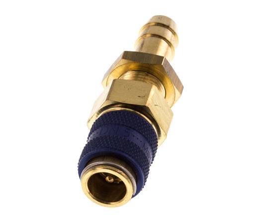 Brass DN 5 Blue Air Coupling Socket 9 mm Hose Pillar Bulkhead Double Shut-Off