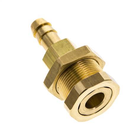 Brass DN 5 Air Coupling Socket 8 mm Hose Pillar Bulkhead Pull-Off