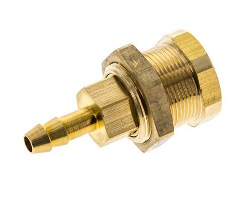 Brass DN 5 Air Coupling Socket 6 mm Hose Pillar Bulkhead Pull-Off Double Shut-Off