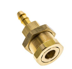 Brass DN 5 Air Coupling Socket 6 mm Hose Pillar Bulkhead Pull-Off Double Shut-Off